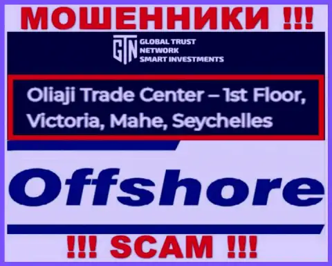 Оффшорное месторасположение GTN-Start Com по адресу Oliaji Trade Center - 1st Floor, Victoria, Mahe, Seychelles позволяет им беспрепятственно грабить