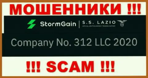 Рег. номер STORMGAIN LLC, взятый с их официального веб-сайта - 312 LLC 2020