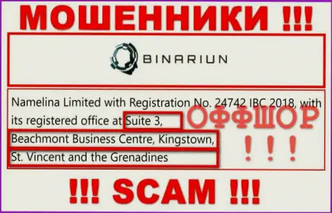 Работать совместно с конторой Binariun не советуем - их оффшорный юридический адрес - Suite 3, Beachmont Business Centre, Kingstown, St. Vincent and the Grenadines (информация позаимствована интернет-ресурса)