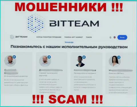 Абсолютно все, что пишут мошенники BitTeam о своем непосредственном руководстве на веб-портале Bit Team - это чистой воды обман