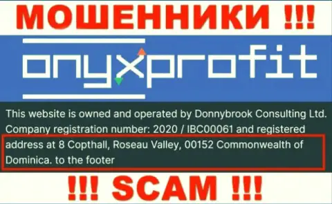 8 Copthall, Roseau Valley, 00152 Commonwealth of Dominica - это офшорный адрес Оникс Профит, оттуда МОШЕННИКИ лишают денег клиентов