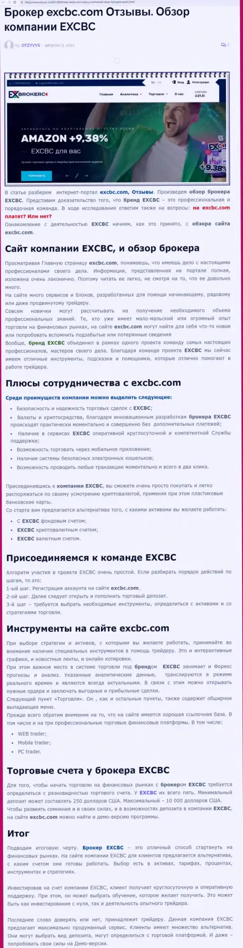 Обзорный материал о ФОРЕКС дилинговой организации ЕИкс Брокерс на сервисе otzyvys ru