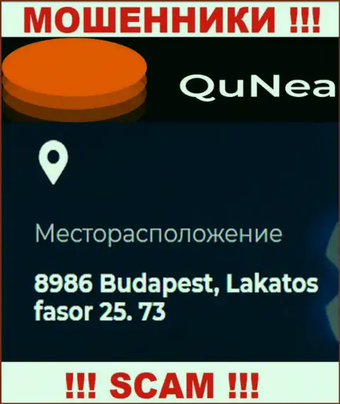QuNea это ненадежная контора, официальный адрес на информационном ресурсе представляет ложный