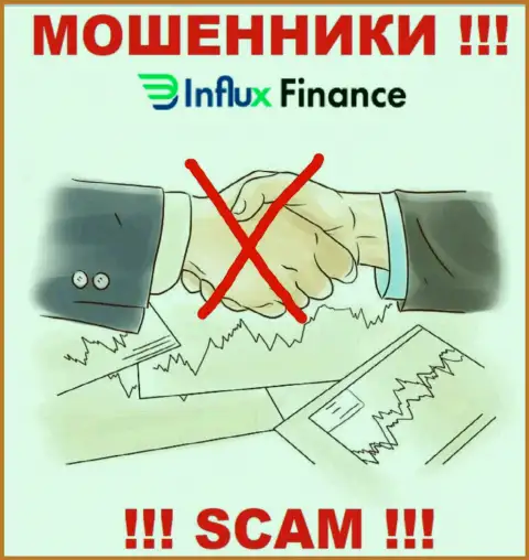 На информационном сервисе мошенников InFluxFinance Pro не имеется ни слова о регуляторе конторы