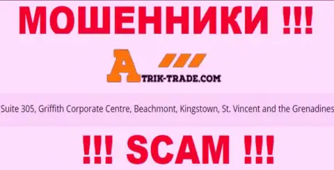 Зайдя на веб-сайт Atrik-Trade Com сможете заметить, что расположены они в оффшорной зоне: Suite 305, Griffith Corporate Centre, Beachmont, Kingstown, St. Vincent and the Grenadines - это ВОРЮГИ !!!