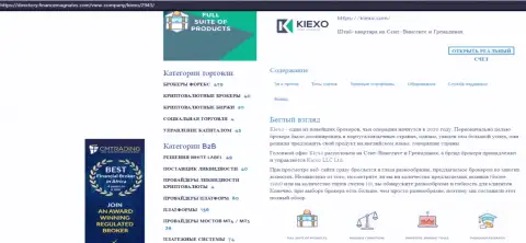 Обзорный материал об условиях для спекулирования форекс компании Kiexo Com, представленный на web-сайте Directory FinanceMagnates Com
