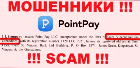 Point Pay - противозаконно действующая контора, зарегистрированная в оффшоре на территории Kingstown, St. Vincent and the Grenadines