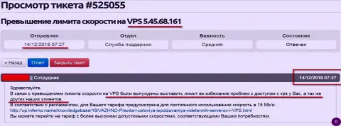 Хостер сообщил о том, что VPS сервера, где хостился интернет-портал ffin.xyz лимитирован в доступе